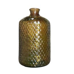 Patterned Serene Vase – Honey Brown - Textured Recycled Glass