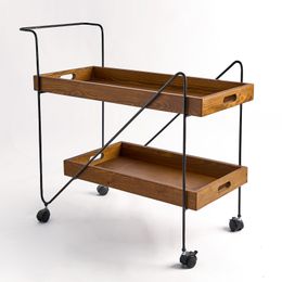 N Coffee Table on Wheels With Brakes - Pine & Solid Wood