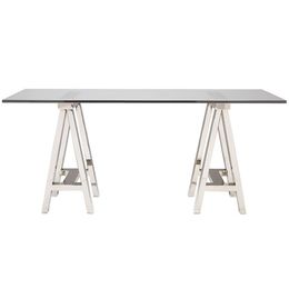 Glass desk deals with chrome legs