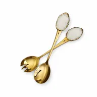 Gold Stainless Steel Salad Serving Set – Faux Stone Handles