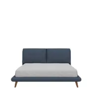 Bliss Upholstered Bed with Cushioned Backrest and Wooden Legs