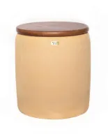 Cleo Planter Table - GRC Barrel Pot With Wooden Lid
