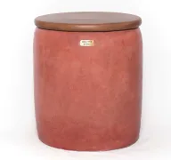 Cleo Planter Table - GRC Barrel Pot With Wooden Lid