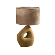 Rock Table Lamp with Hessian Chapeau