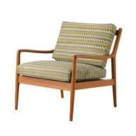 كرسي بذراعين كاي من خشب الزان مع مسند ظهر ومقعد منجدين