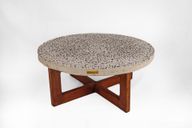 Babi Coffee Table -  Cast Stone Top and Solid Wood Base