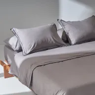 طقم غطاء لحاف رمادي - تحديد أسود مزدوج - ساتين - مقاس كينج