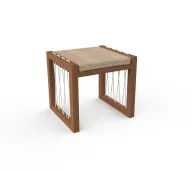 Clay Ottoman - Beech Wood & Linen