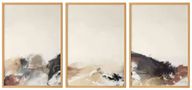 Abstract Black and Brown Printed Artwork With Wooden Frame - Set of 3