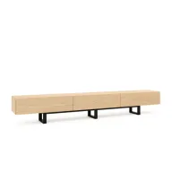 Barrosa Sleek Wooden TV Unit – Metal Base - Storage Drawers