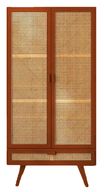 Miah Cane Cabinet/Closet With Slanted Legs - Beech Wood