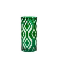 شمعة معطرة بنقشة اي كات وزجاج باللون الزمردي