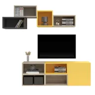 Cube Wall-Mounted Modular TV Unit - Modern Wooden Design