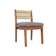 كرسي طعام صوفي – إطار خشبي طبيعي مع مسند ظهر منسوج