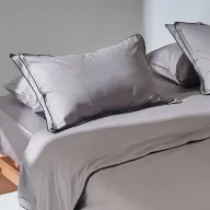 طقم غطاء لحاف رمادي - تحديد أسود مزدوج - ساتين - مقاس كينج