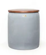 Cleo Planter Table - GRC Barrel Pot With Wooden Lid