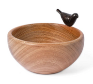 بولة من الخشب عليها طائر نحاس ( XS )