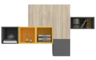 Cube Wall Unit With Open & Closed Storage Spaces With Colors