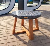 Babi Coffee Table -  Cast Stone Top and Solid Wood Base