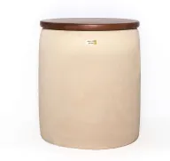 Cleo Planter Table - GRC Barrel Pot With Wooden Lid