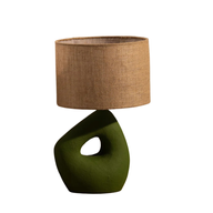 Rock Table Lamp with Hessian Chapeau