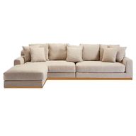 كنبة ألينى بتصميم حرف إل مع قاعدة خشبية