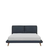 Bliss Upholstered Bed with Cushioned Backrest and Wooden Legs
