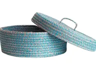 Colored Jute Basket with Lid