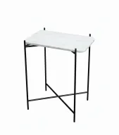 Rectangular Side Table With Marble\Wood Top And Metal Legs