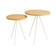 Wisaal Side Tables Set of 2 - Wooden Top - Metal Legs