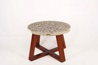 Babi Coffee Table -  Cast Stone Top and Solid Wood Base