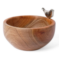 بولة من الخشب عليها طائر نحاس ( XS )