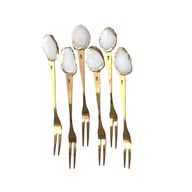 Gold Stainless Steel Cake Forks – Set of 6