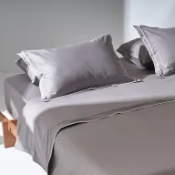 طقم غطاء لحاف رمادي - تحديد أسود مزدوج - ساتين - مقاس كينج