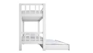 Beech Bunk Bed With Vertical Rails And Pull-Out Bed