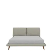 Bliss Upholstered Bed with Cushioned Backrest and Wooden Legs