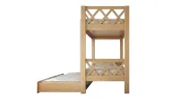 Lattice Bunk Bed With Crossed Rails And Pull-Out Bed