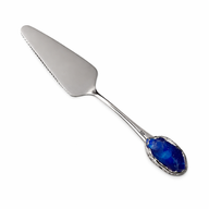 Blue Silver Stainless Steel 2-in-1 Cake Knife & Server
