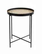 Round Cane Side Table With Metal Structure
