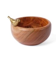 بولة من الخشب عليها طائر نحاس ( XS )