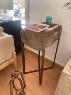 Som Side table Reclaimed Wood With Rusted Metal Legs