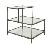 Merga Side Table AG1002 - Shelves - Glass Tops - Metal Legs