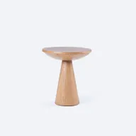 Drum Side Table - Beech Wood & Oak Veneer - Round Top