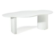 طاولة قهوة كلاود - لون أبيض بقاعدة خشبية متينة