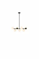 Modern Steel Ceiling Lamp With 7 Opal Glass Globes in Black -YL739