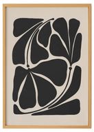 Abstract Black Plant Printed Artwork With Wooden Frame