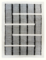 Serpentine Handwoven Wool Rug – Modern Grid Design on Cotton Base