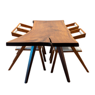 Live Edge Walnut Wood 6-Seater Dining Table