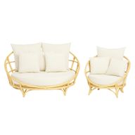 طقم كرسي دائري كبير وصغير من البامبو الطبيعي