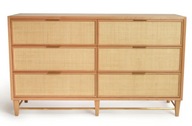 Cane and Oak Dresser Of 6 Spacious Drawers